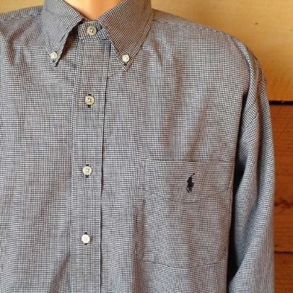 Ralph Lauren Golf Men Large Tilden Shirt Blue Chec